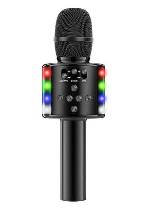 Бездротовий bluetooth караоке мікрофон d168 з функцією дует + підсвічування + зміна голосу для дітей і дорослих ktv чорний