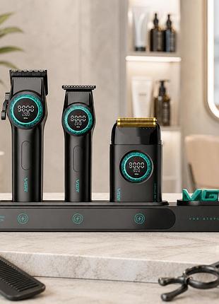 Професійний набір для барберів vgr stepless pro 3 in 1 black / чоловічий комплект для стрижки vgr