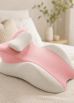 Рожева подушка ортопедична pillow-06 / подушка клиноподібна для сну з поліестеру / ортопедична подушка для підтримки тіла relax