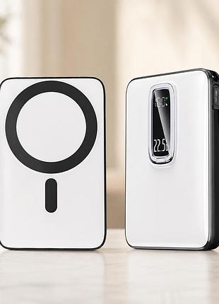 Магнитный power bank mp102 10000mah с быстрой зарядкой 22.5w / зарядное устройство с беспроводным magsafe, встроенным кабелем и