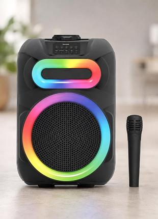 Колонка ms-2082bt-w bluetooth / акустическая система с rgb подсветкой / колонка + беспроводной микрофон