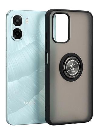 Чехол fiji colorframe для oppo a6k (cph2891) матовый бампер с кольцом подставкой black