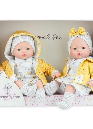 Іспанські ляльки 2в1 інтерактивні близнюки pitus koala twin набір новонароджених пупсів дівчинка і хлопчик з пустушками і