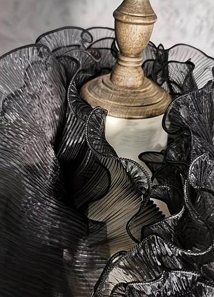 Органза плісирована, колір black (висота 12 см) відріз 2 ярди (~1,8 м)