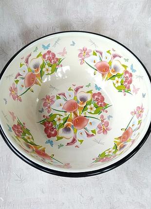 Миска эмалированная idilia "каллы и колибри" (4 л)