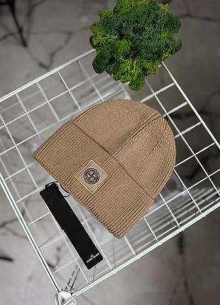 Шапка stone island mini logo beige