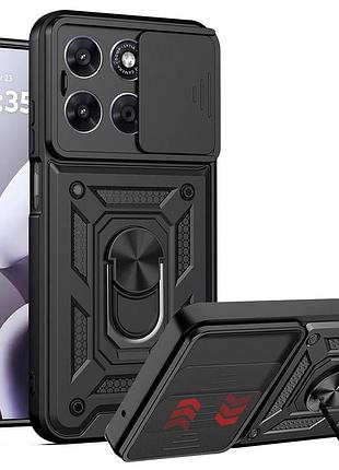 Чохол fiji camera defence для motorola moto g77 бампер із захистом камери та підставкою black