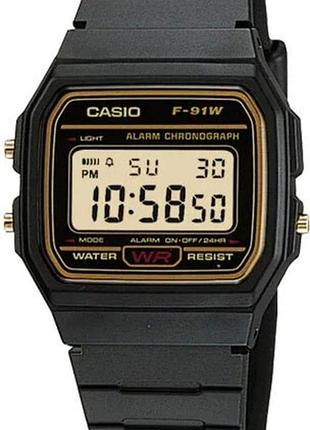 Casio f-91wg-9 — наручний годинник унісекс, полімерний ремінець, wr 30 м