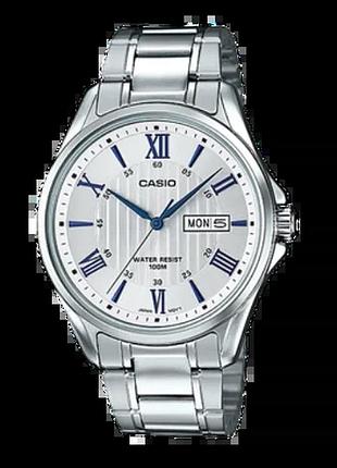 Casio mtp-1384d-7a2vdf — чоловічий кварцовий годинник, сталевий браслет, wr 30 м