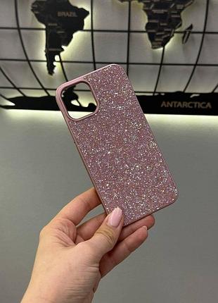 Чехол tpu swarovski с блеском для iphone 12 pro,премиум чехол со стразами для айфона 12 pro (розовый)