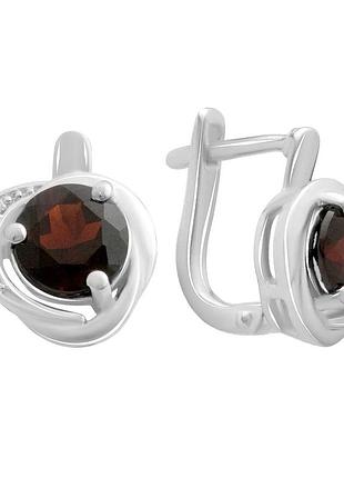 Срібні сережки komilfo з натуральним гранатом 3.047ct (2182054)