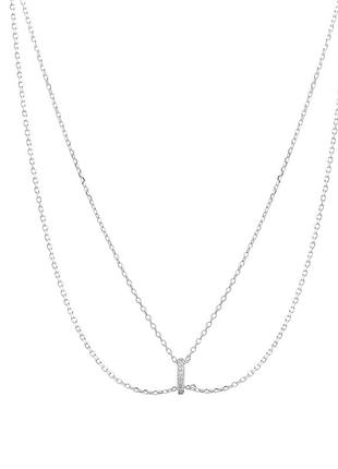 Серебряное колье komilfo с фианитами, вес изделия 3,23 гр (2211495) 350400 размер