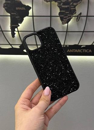 Чехол tpu swarovski с блеском для iphone 13,премиум чехол со стразами для айфона 13 (черный)