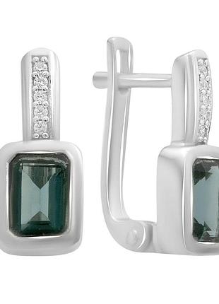 Серебряные серьги komilfo с топазом лондон блю 2.022ct (2196082)