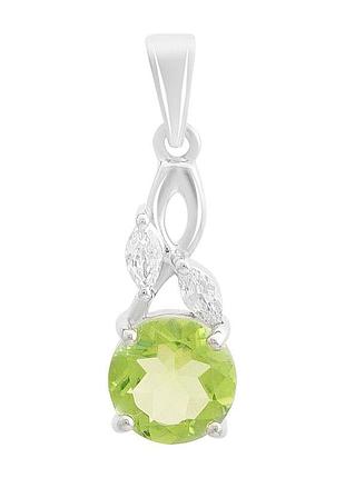 Серебряная подвеска komilfo с хризолітом 1.233ct, фианитами (60002473)