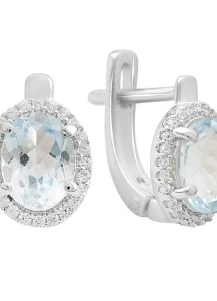 Серебряные серьги komilfo с натуральным топазом 3.224ct, фианитами (2212409)