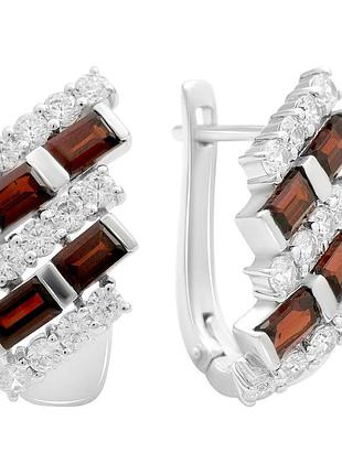 Срібні сережки komilfo з натуральним гранатом 6.25ct (2204114)