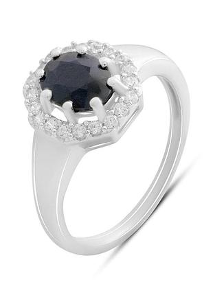 Серебряное кольцо komilfo с натуральным сапфиром 2.093ct, фианитами, вес изделия 3,15 гр (2180951) 17.5 размер