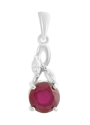 Серебряная подвеска komilfo с рубином 2.142ct, фианитами (2211419)