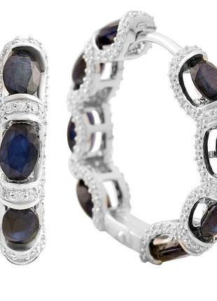 Серебряные серьги komilfo с натуральным сапфиром 12.763ct, фианитами (2202660)