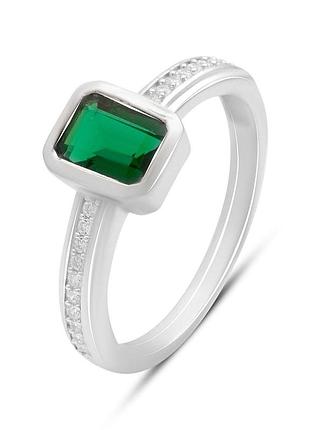Серебряное кольцо komilfo с изумрудом nano 1.045ct, вес изделия 2,72 гр (2197331) 18 размер