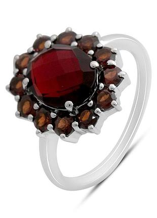 Серебряное кольцо komilfo с искусственным гранатом nano 4.007ct, вес изделия 3,81 гр (60002433) 16.5 размер