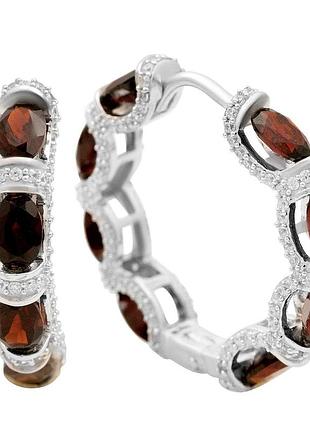 Срібні сережки komilfo з натуральним гранатом 12.381ct (2204206)
