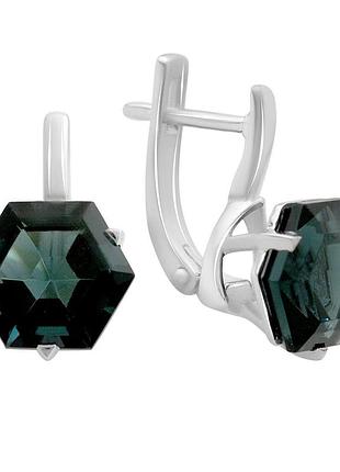 Срібні сережки komilfo з топазом лондон блю 6.927ct (2213758)