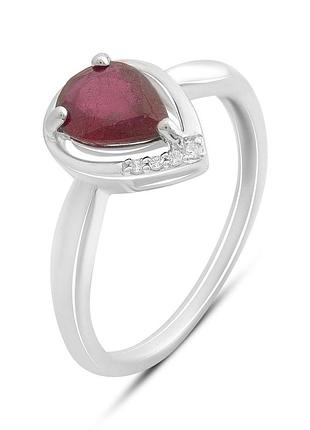 Серебряное кольцо komilfo с натуральным рубином 1.513ct, фианитами, вес изделия 2,02 гр (2213215) 17 размер