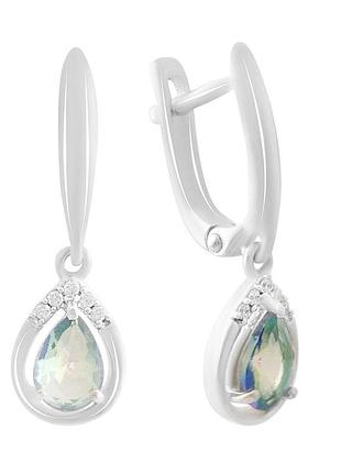 Срібні сережки komilfo з містик топазом 1.06ct (2190394)