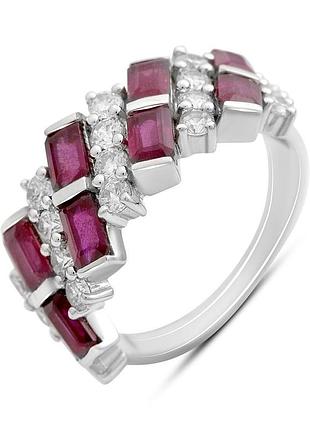 Серебряное кольцо komilfo с натуральным рубином 5.59ct, фианитами, вес изделия 5,16 гр (2205029) 18 размер