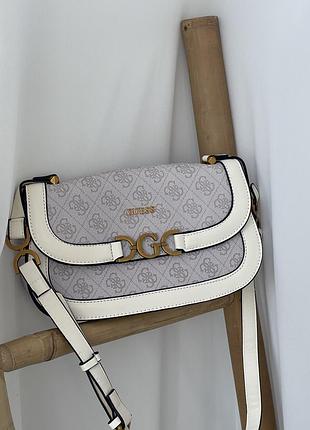 Сумка guess через плечо lux бело-розовый