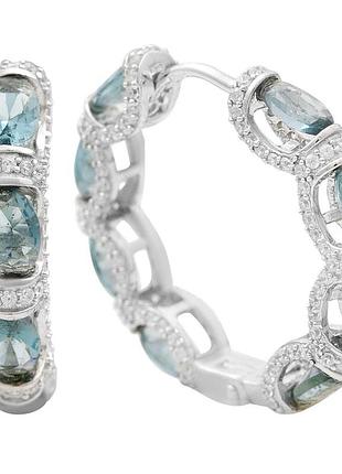 Серебряные серьги komilfo с топазом лондон блю 8.12ct, фианитами (2204640)