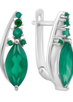 Срібні сережки komilfo з натуральним агатом 3.208ct (2215103)