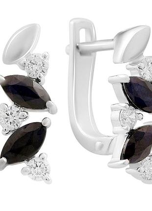 Срібні сережки komilfo з натуральним сапфіром 2.15ct, фіанітами (2202820)