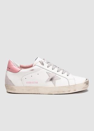 ⭐️ golden goose super-star with gray suede star and pink leather heel tab