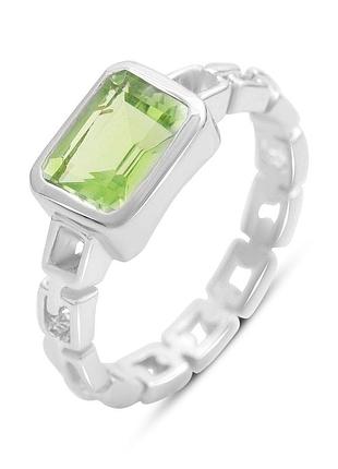 Срібне кільце komilfo з хризолітом 1.354ct, вага виробу 3,13 г (60002447) 18 розмір