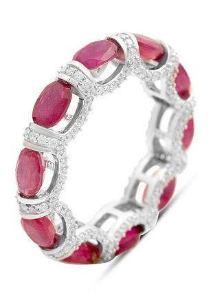 Серебряное кольцо komilfo с натуральным рубином 8.664ct, фианитами, вес изделия 5,63 гр (2205197) 19 размер