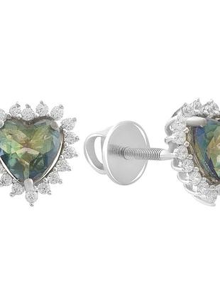 Срібні сережки komilfo з містик топазом 1.601ct (2191186)