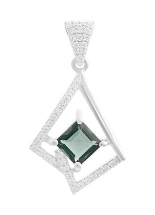 Серебряная подвеска komilfo с топазом лондон блю 1.339ct, фианитами (2204893)