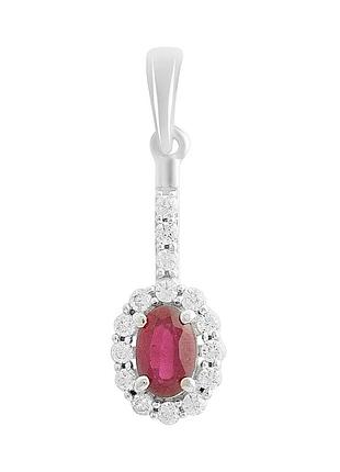 Серебряная подвеска komilfo с рубином 1.113ct, фианитами (2211389)