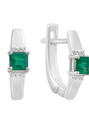 Срібні сережки komilfo з натуральним агатом 0.738ct, фіанітами (2213376)