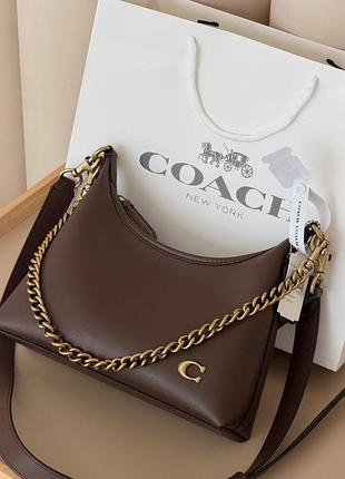 Сумка coach juliet shoulder classic bag 25 шоколад + золото