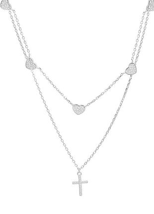 Серебряное колье komilfo с фианитами, вес изделия 5,11 гр (2211563) 400450 размер