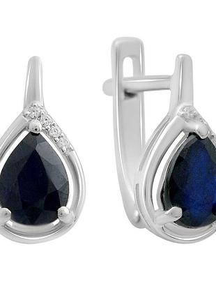 Серебряные серьги komilfo с натуральным сапфиром 2.844ct (2214007)