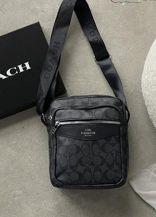 Чоловіча сумка мессенджер через плече coach чорний