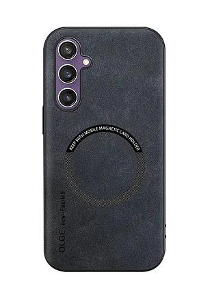 Чехол на samsung galaxy s24 fe magsafe защитная кожаная накладка с магнитом