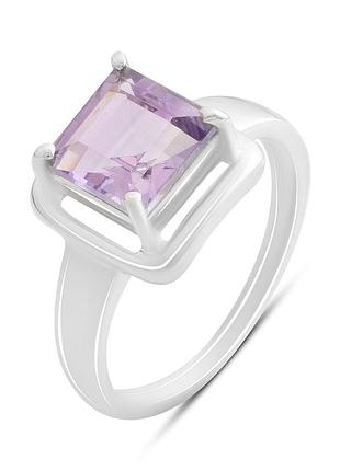 Срібне кільце komilfo з натуральним аметистом 2.4ct, вага виробу 4,07 г (2189220) 17 розмір 4.28, 18