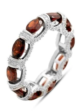 Срібне кільце komilfo з натуральним гранатом 7.076ct, вага виробу 5,19 г (2204190) 18.5 розмір 5.21, 17.5