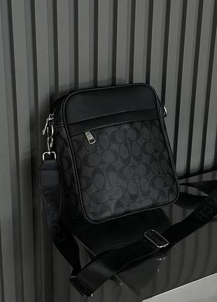 Мужская сумка мессенджер через плечо coach черный